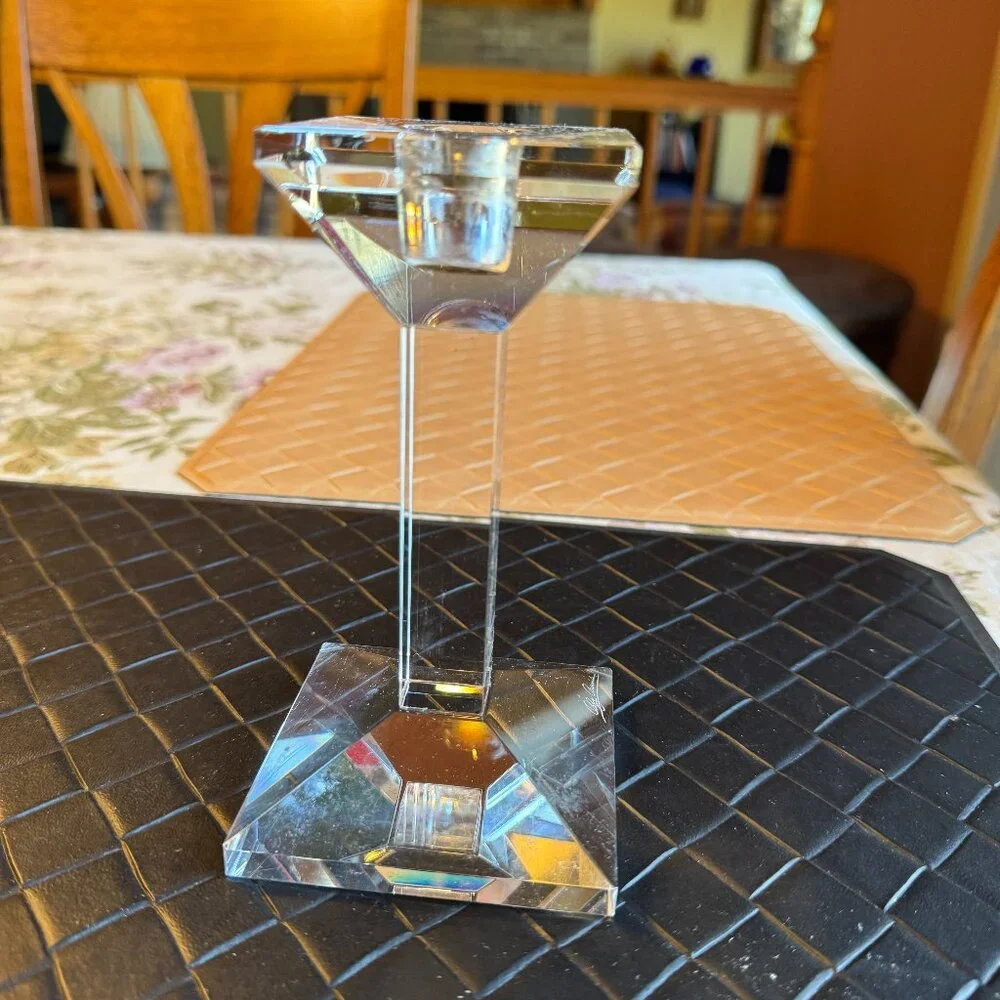 Oleg Cassini Crystal Candlestick Clear Square 6